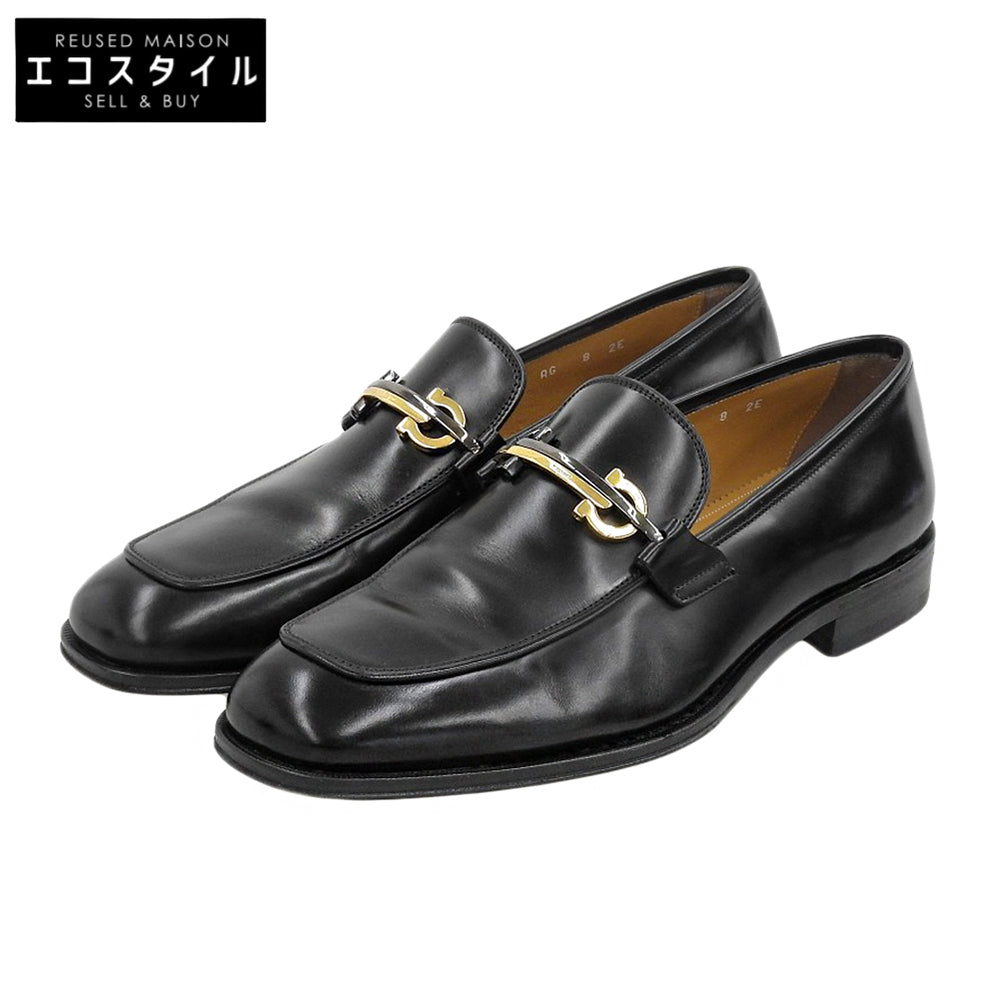 Salvatore Ferragamo サルヴァトーレフェラガモ ガンチーニ ローファー ゴールド×ブラックコンビ金具 シューズ メンズ ブラック 8 シューズ