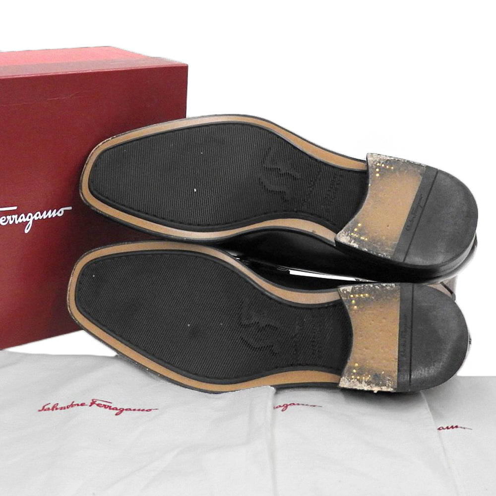Salvatore Ferragamo サルヴァトーレフェラガモ ガンチーニ ローファー ゴールド×ブラックコンビ金具 シューズ メンズ ブラック 8 シューズ