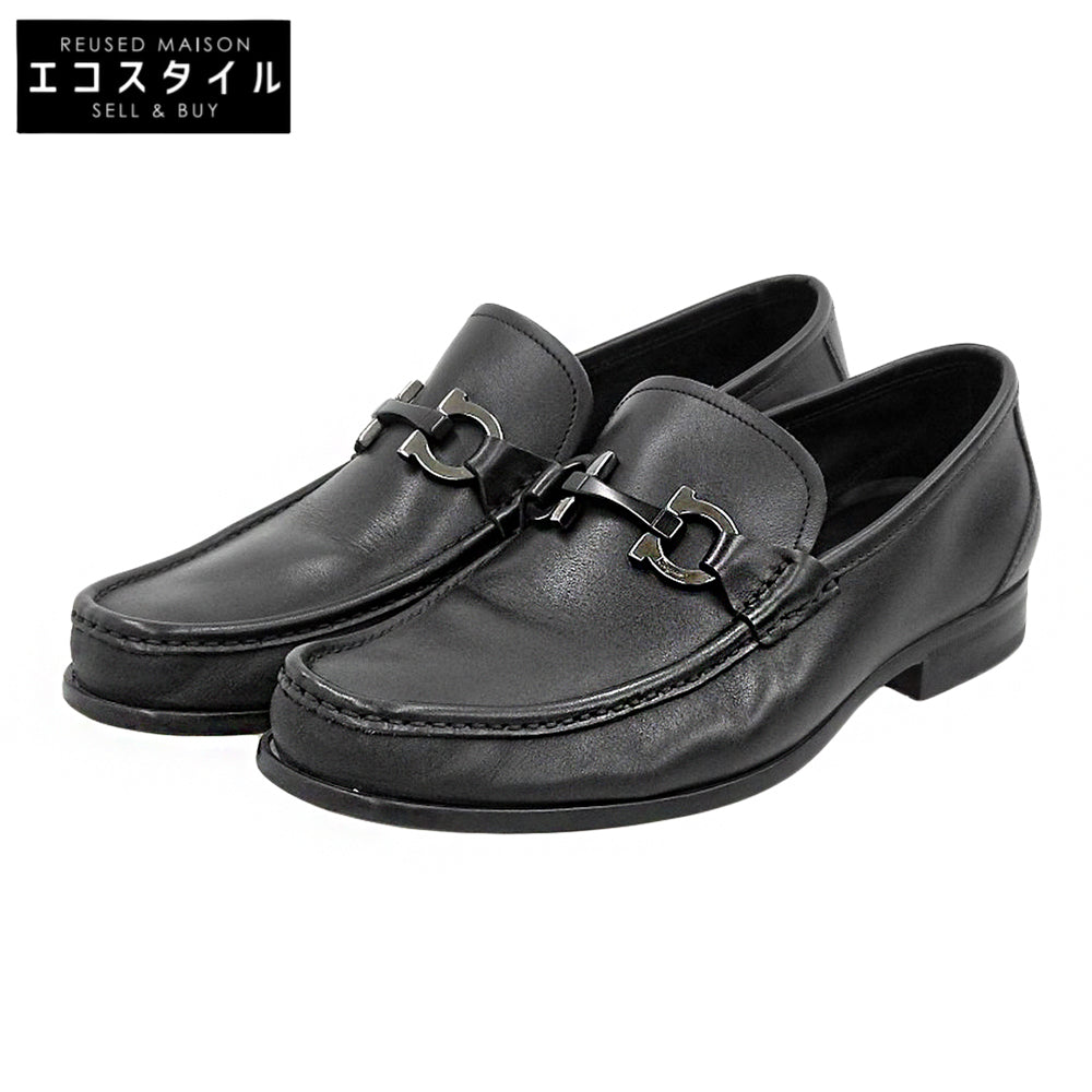 SalvatoreFerragamo サルバトーレフェラガモ ガンメタルガンチーニ金具 レザー ローファー シューズ メンズ ブラック 7 1/2 026619 シューズ