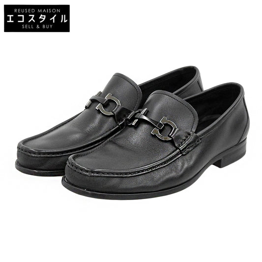 SalvatoreFerragamo サルバトーレフェラガモ ガンメタルガンチーニ金具 レザー ローファー シューズ メンズ ブラック 7 1/2 026619 シューズ