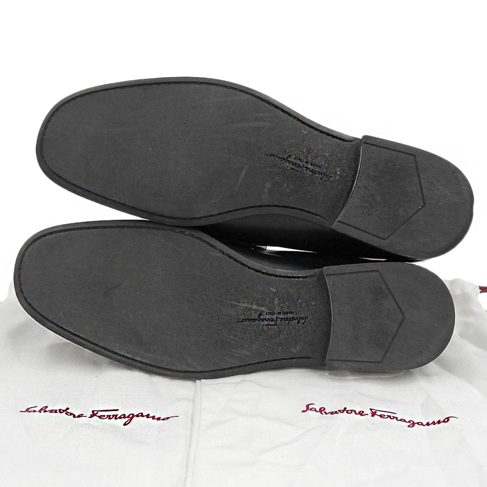 SalvatoreFerragamo サルバトーレフェラガモ ガンメタルガンチーニ金具 レザー ローファー シューズ メンズ ブラック 7 1/2 026619 シューズ