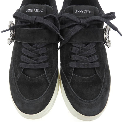 JIMMY CHOO ジミーチュウ OSAKA LACE UP XYT ビジューバックル スエードレザー スニーカー シューズ メンズ ブラック 39 シューズ
