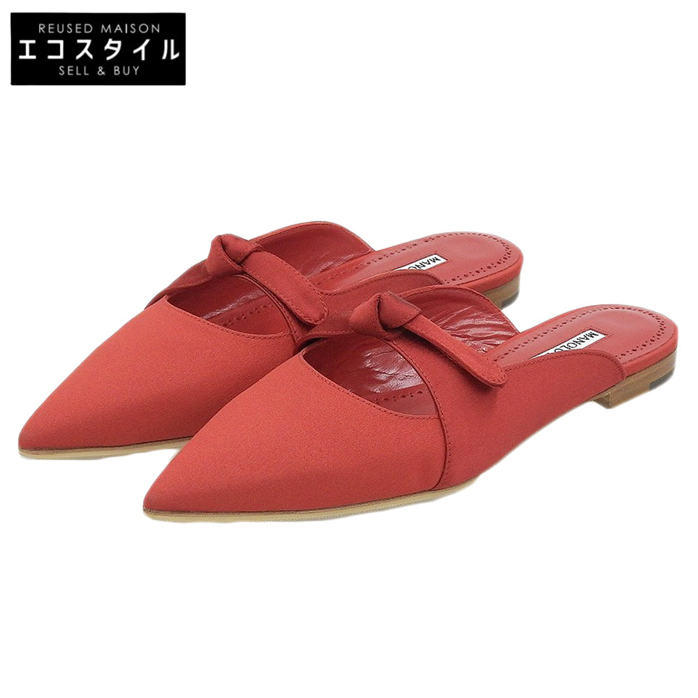 MANOLO BLAHNIK マノロブラニク 新品同様 ORTEGOMUFLAT フラット ミュール シューズ レディース レッド 37 222-1124-0001 シューズ