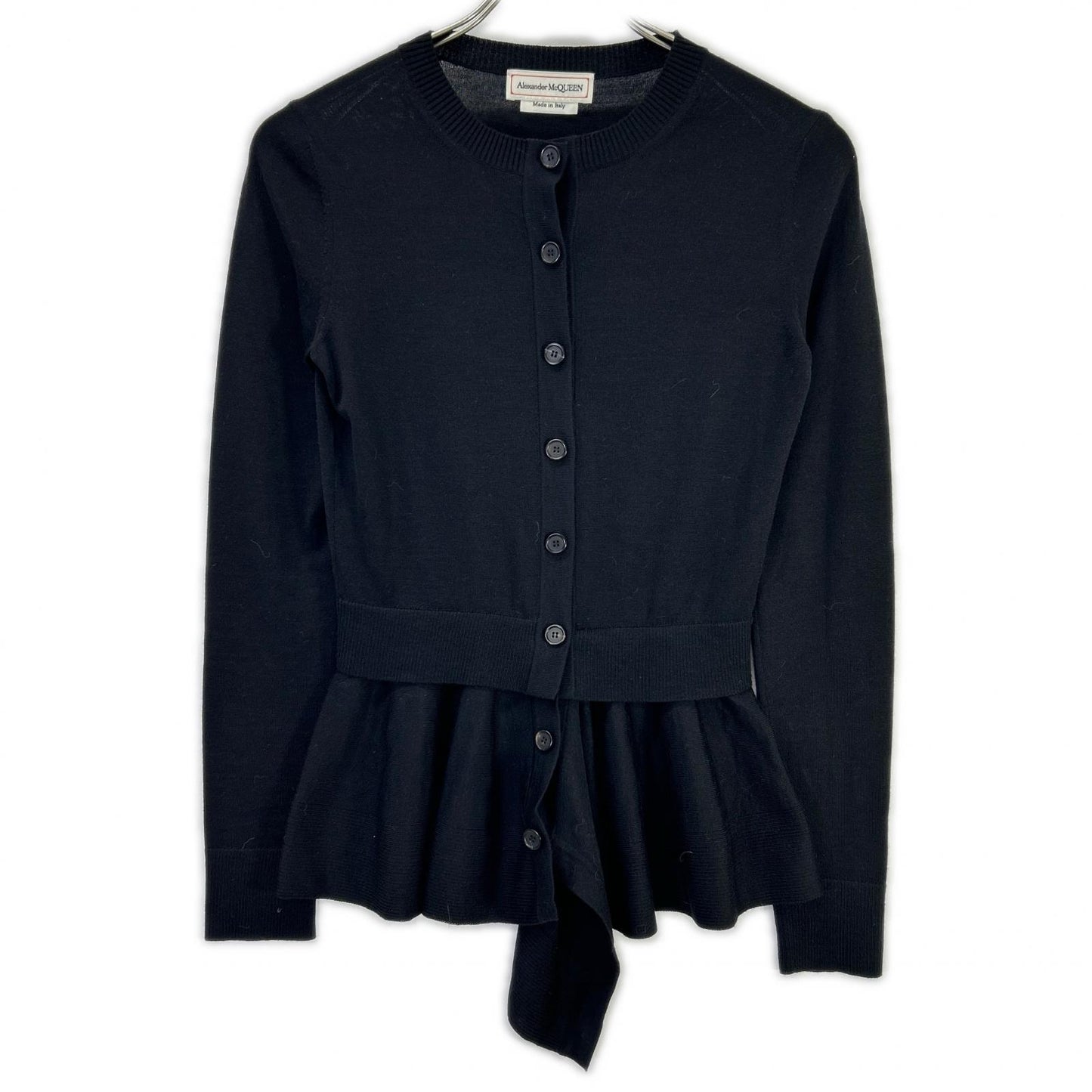 ALEXANDER McQUEEN アレキサンダーマックイーン 633648 ブラック ペプラムニットカーディガン トップス