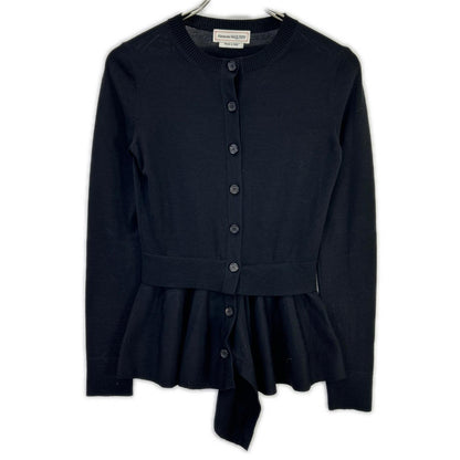 ALEXANDER McQUEEN アレキサンダーマックイーン 633648 ブラック ペプラムニットカーディガン トップス
