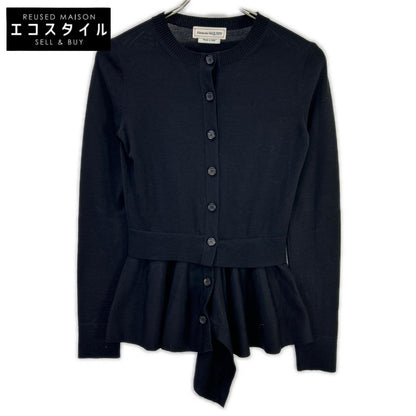 ALEXANDER McQUEEN アレキサンダーマックイーン 633648 ブラック ペプラムニットカーディガン トップス