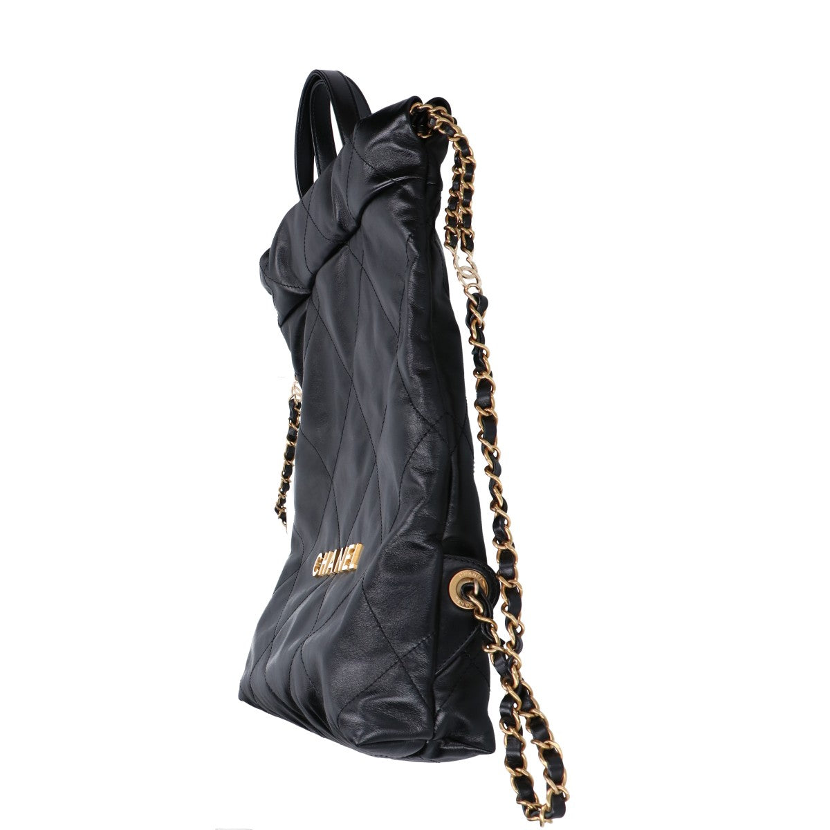 CHANEL シャネル 美品 AS3859 CHANEL22 シャイニーカーフスキン チェーン リュック バックパック スモール リュック バックパック