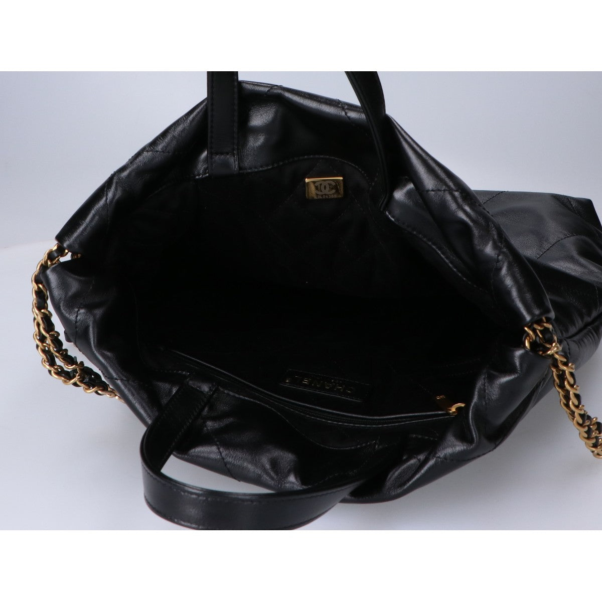 CHANEL シャネル 美品 AS3859 CHANEL22 シャイニーカーフスキン チェーン リュック バックパック スモール リュック バックパック
