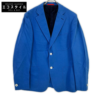 ISAIA イザイア MORFED コットンリネン ブルー ノッチドラペル シングルジャケット ジャケット