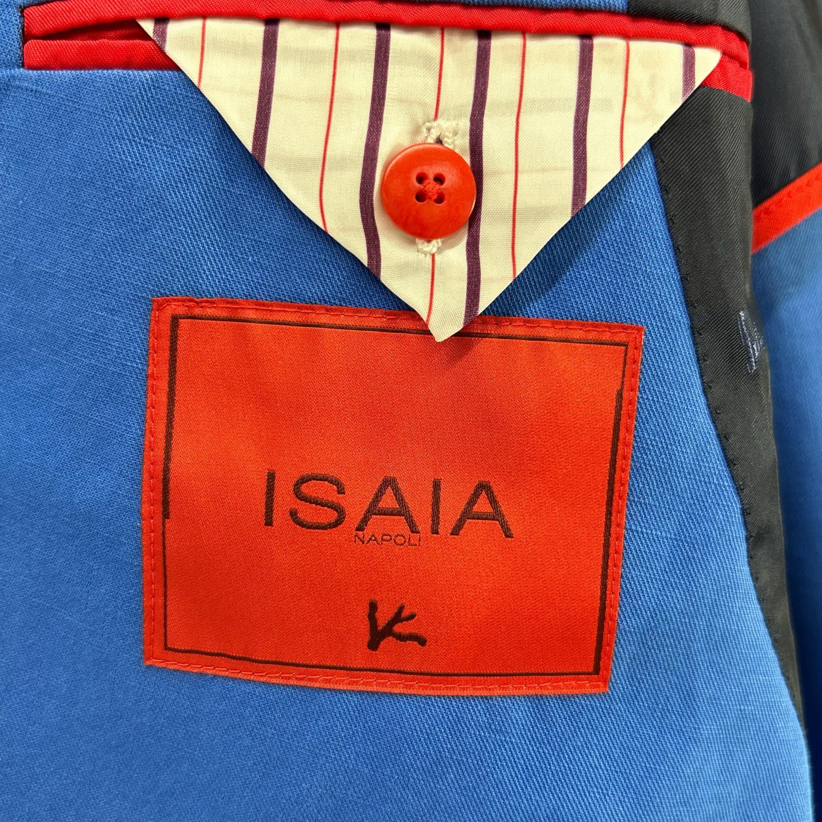 ISAIA イザイア MORFED コットンリネン ブルー ノッチドラペル シングルジャケット ジャケット
