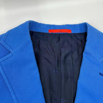 ISAIA イザイア MORFED コットンリネン ブルー ノッチドラペル シングルジャケット ジャケット