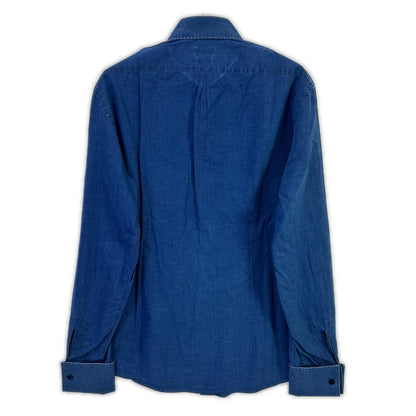 BRUNELLO CUCINELLI ブルネロクチネリ DW9246149 プリーツ ホリゾンタルカラー タキシードデニムシャツ トップス