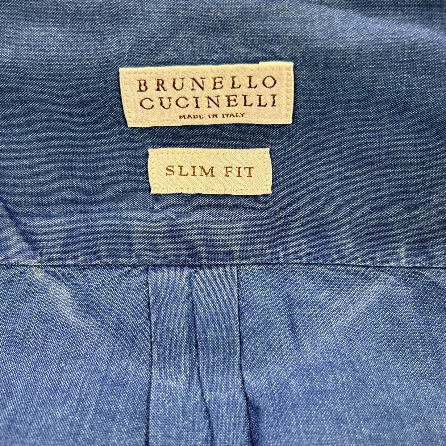 BRUNELLO CUCINELLI ブルネロクチネリ DW9246149 プリーツ ホリゾンタルカラー タキシードデニムシャツ トップス