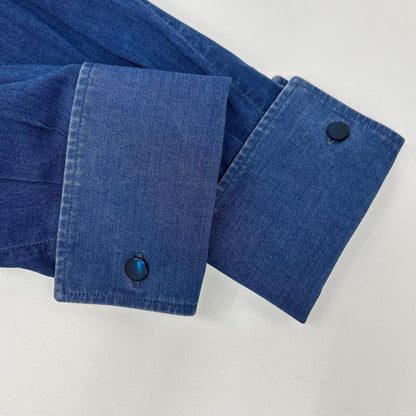 BRUNELLO CUCINELLI ブルネロクチネリ DW9246149 プリーツ ホリゾンタルカラー タキシードデニムシャツ トップス