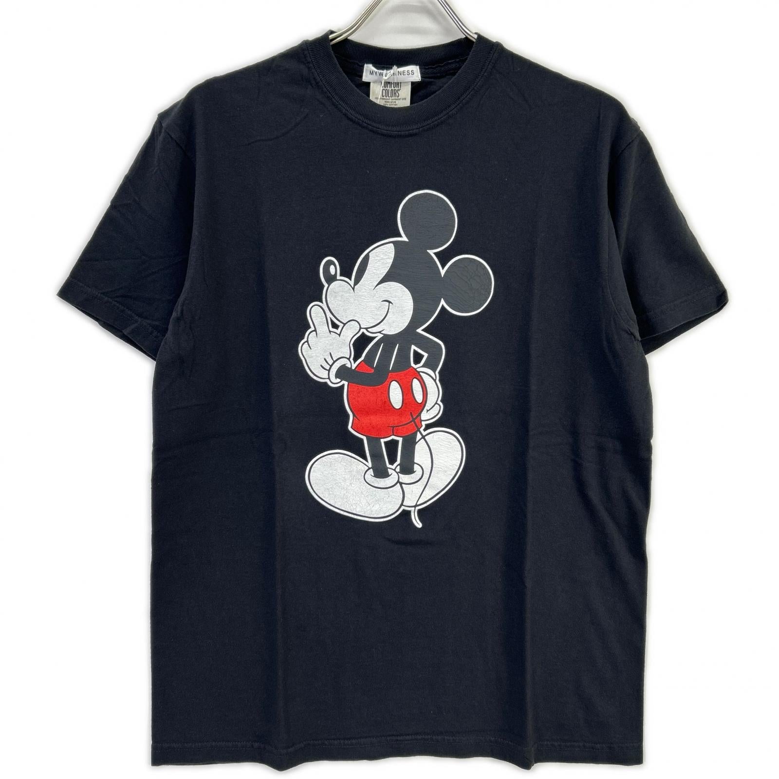My weakness マイウィークネス 12-CS-05 ブラック ミッキー プリント 半袖Tシャツ トップス