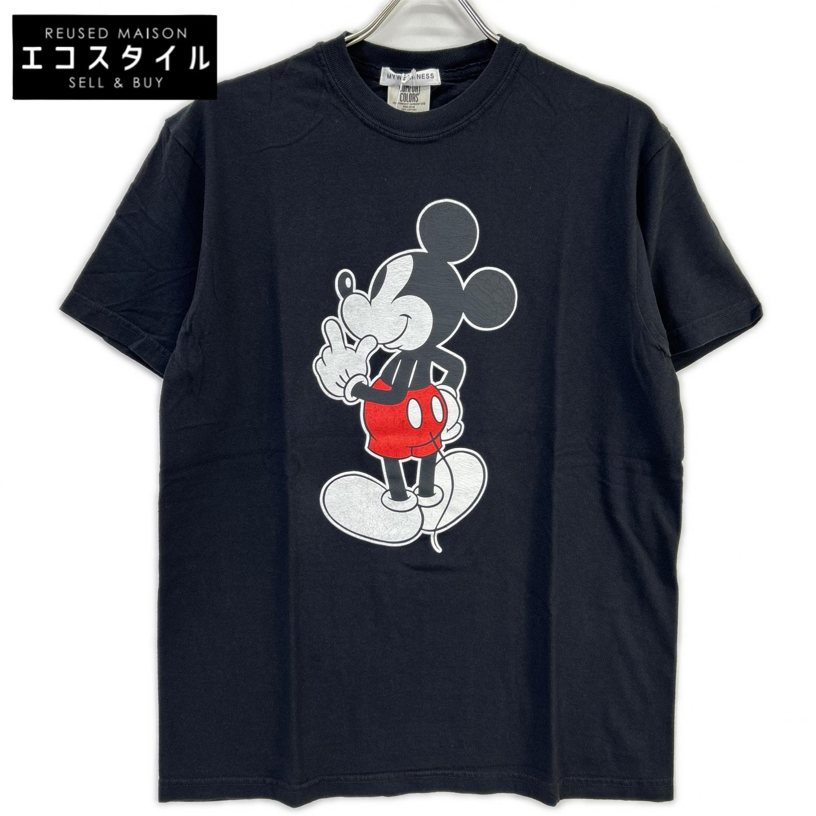 My weakness マイウィークネス 12-CS-05 ブラック ミッキー プリント 半袖Tシャツ トップス
