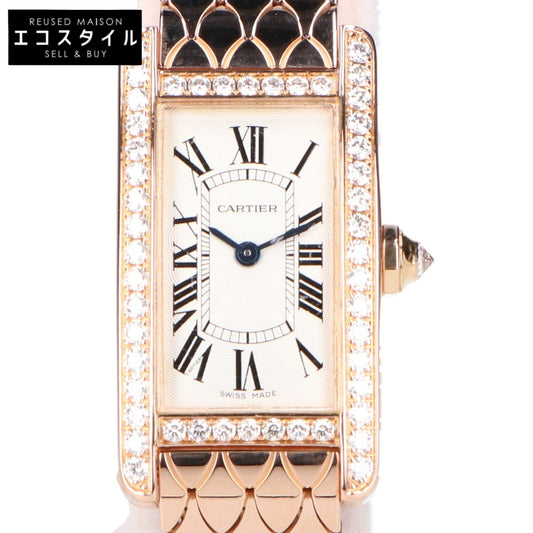 Cartier カルティエ 仕上げ済み WB710008 Au750 ダイヤ クオーツ タンクアメリカンSM ギョーシェ文字盤 腕時計