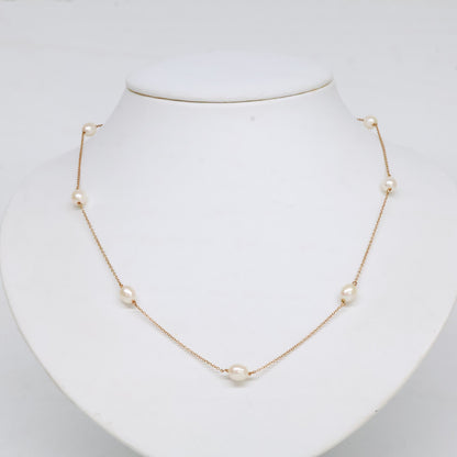 TIFFANY&Co. ティファニー 750YG エルサ ペレッティ 9Pパール バイザヤード ネックレス