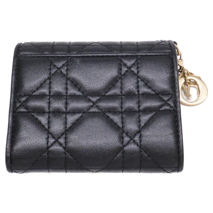 Christian Dior クリスチャンディオール Lady Dior レディディオール カナージュ ラムスキン コンパクトウォレット 三つ折り財布（小銭入れあり）