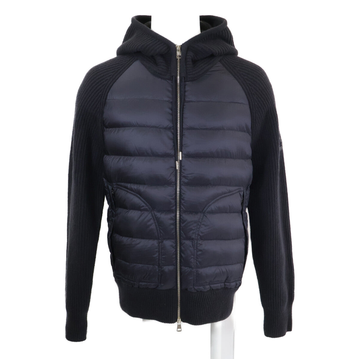 MONCLER Monkurē Excellent Condition CARDIGAN TRICOT Knit-Panel Hooded Down Jacket Jacket