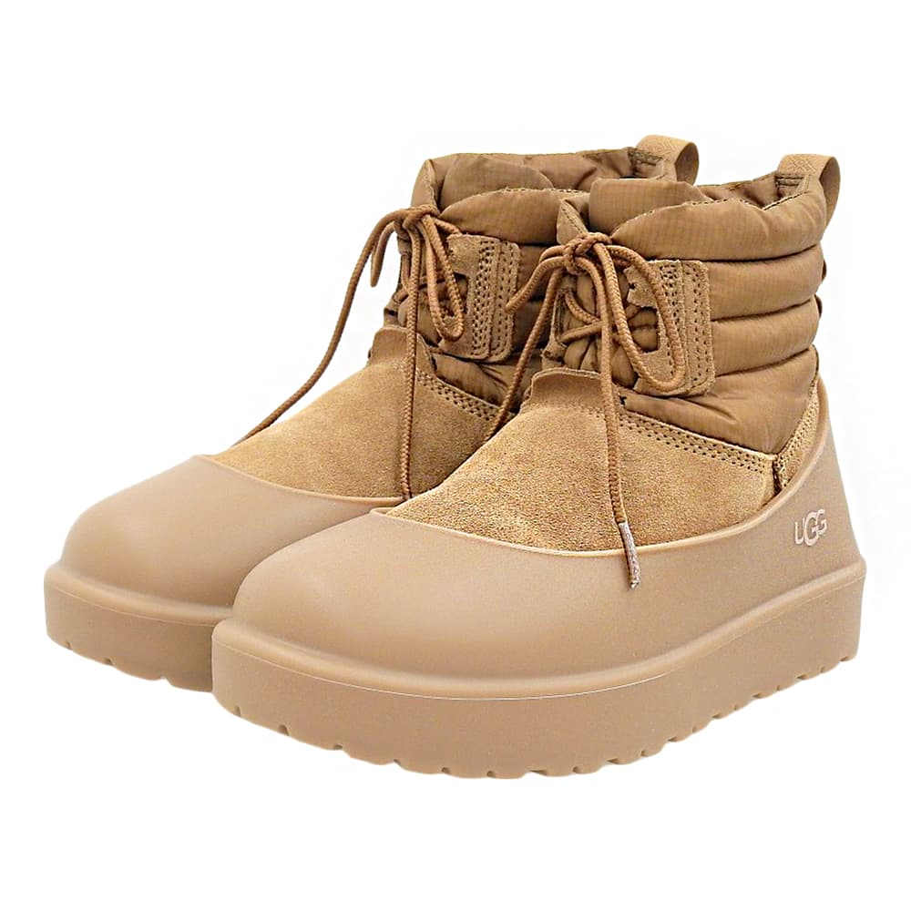 UGG アグ 美品 M クラシック ミニ レースアップ ウェザーブーツ レディース ブラウン 24cm 1120849 シューズ