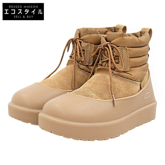 UGG アグ 美品 M クラシック ミニ レースアップ ウェザーブーツ レディース ブラウン 24cm 1120849 シューズ