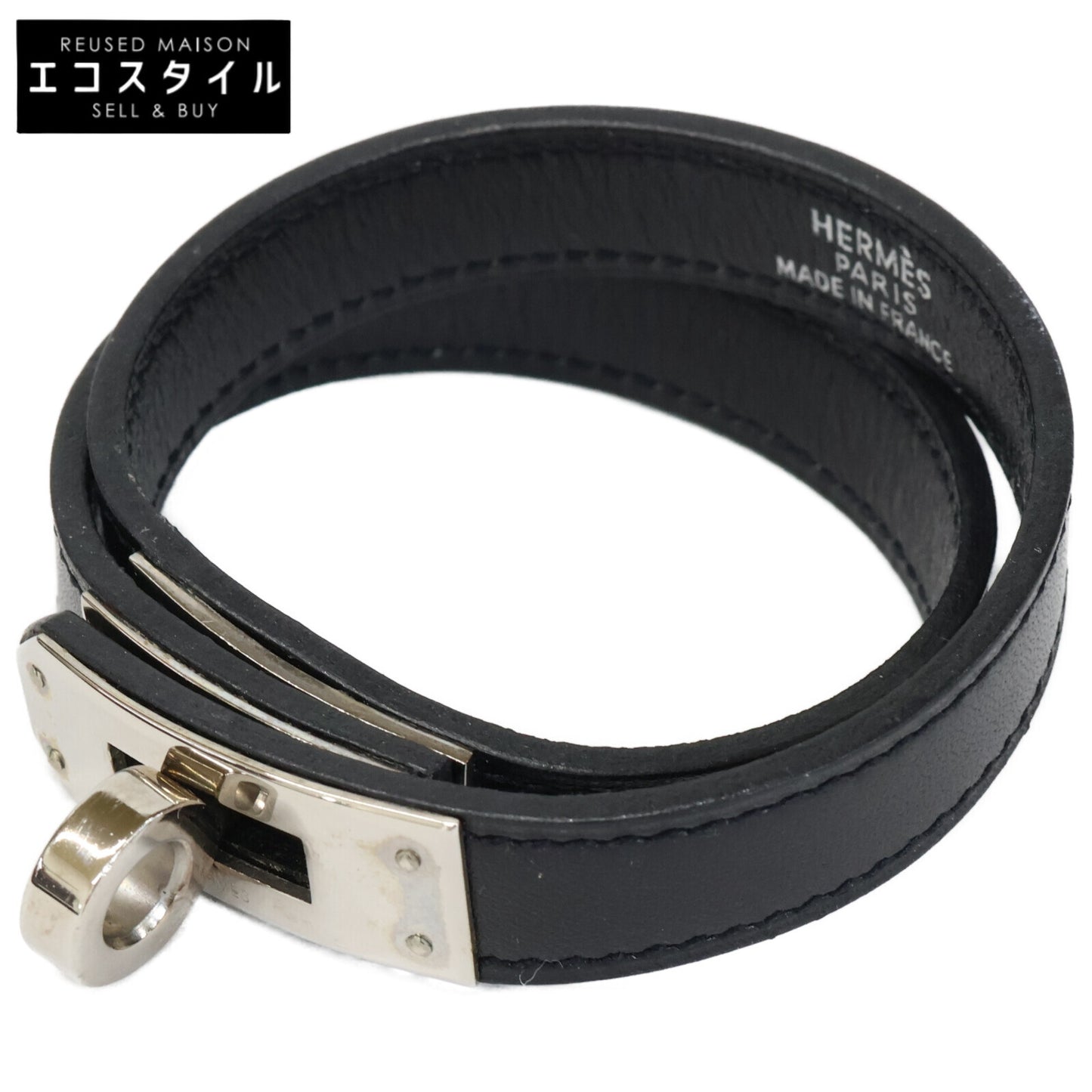 HERMES エルメス 00s □F刻印 ケリー ドゥブルトゥール レザー ブレスレット