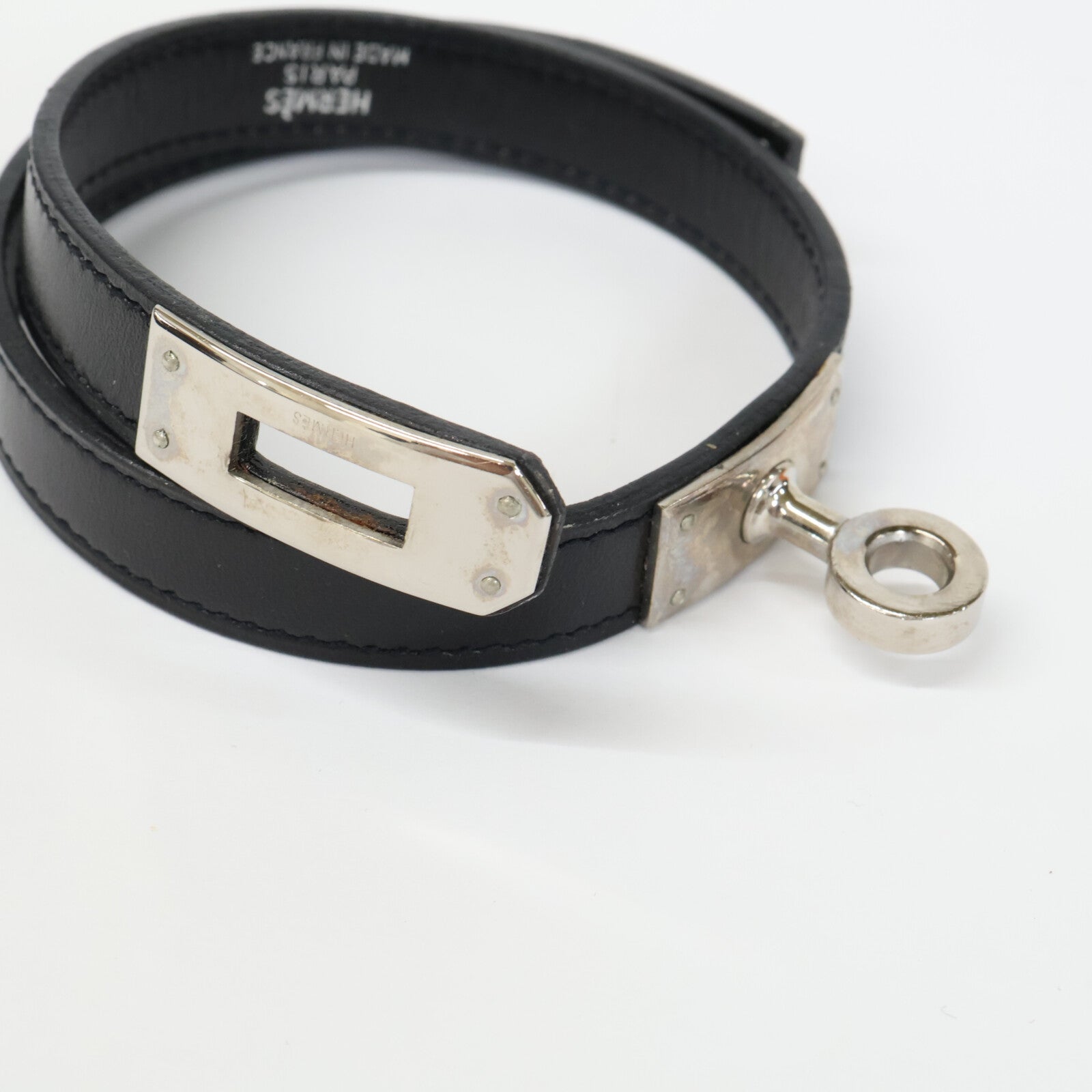 HERMES エルメス 00s □F刻印 ケリー ドゥブルトゥール レザー ブレスレット