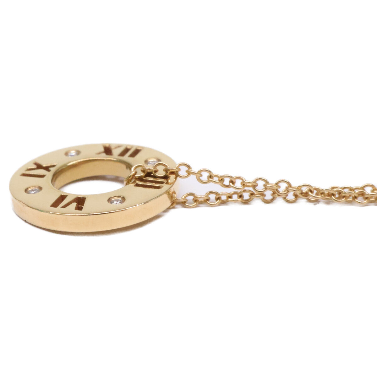 TIFFANY&Co. ティファニー 750YG アトラス ピアスドサークル 4Pダイヤモンド ネックレス