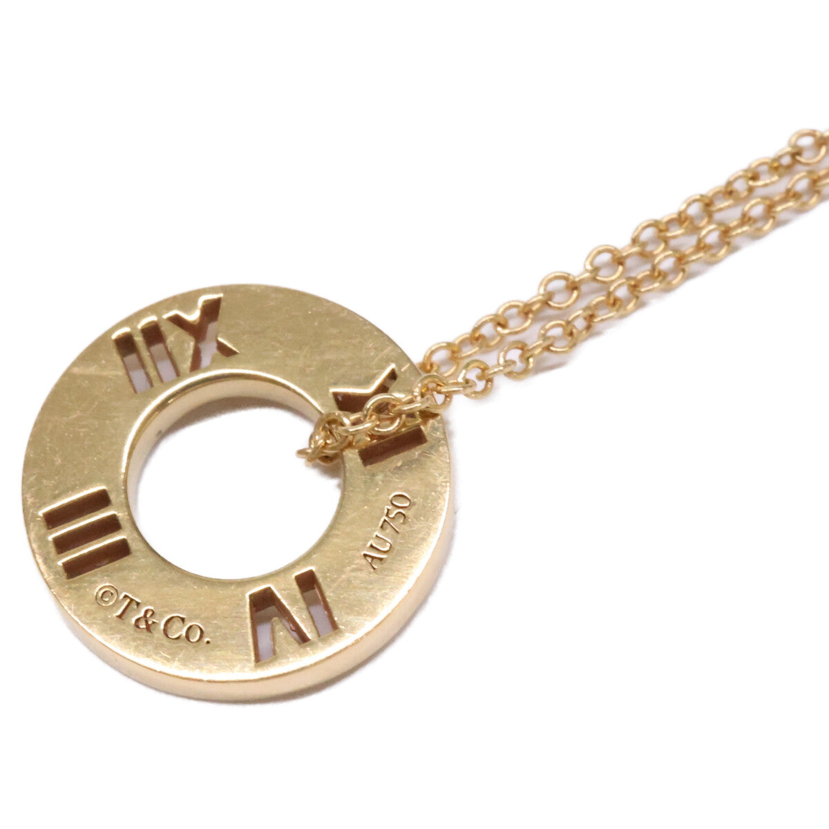 TIFFANY&Co. ティファニー 750YG アトラス ピアスドサークル 4Pダイヤモンド ネックレス