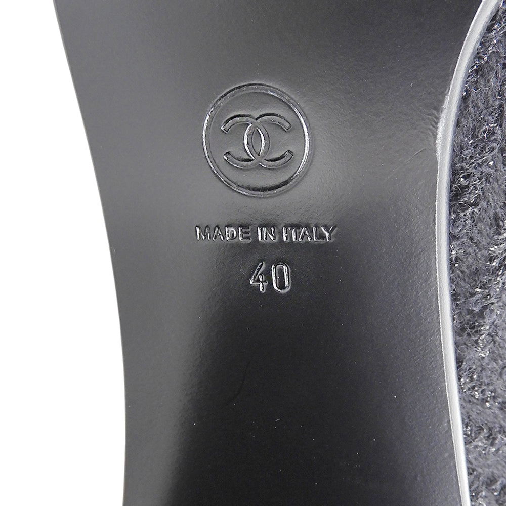 CHANEL シャネル 美品 ツイード ココマーク ショートブーツ シューズ レディース 黒 ブラック 40 G33906 シューズ