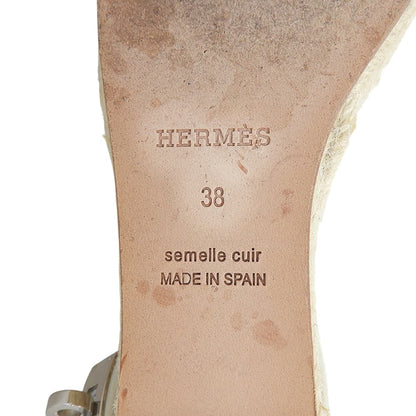 HERMES エルメス ティポリ ウェッジソール アンクルストラップ サンダル レザー シューズ レディース ホワイト 38 シューズ