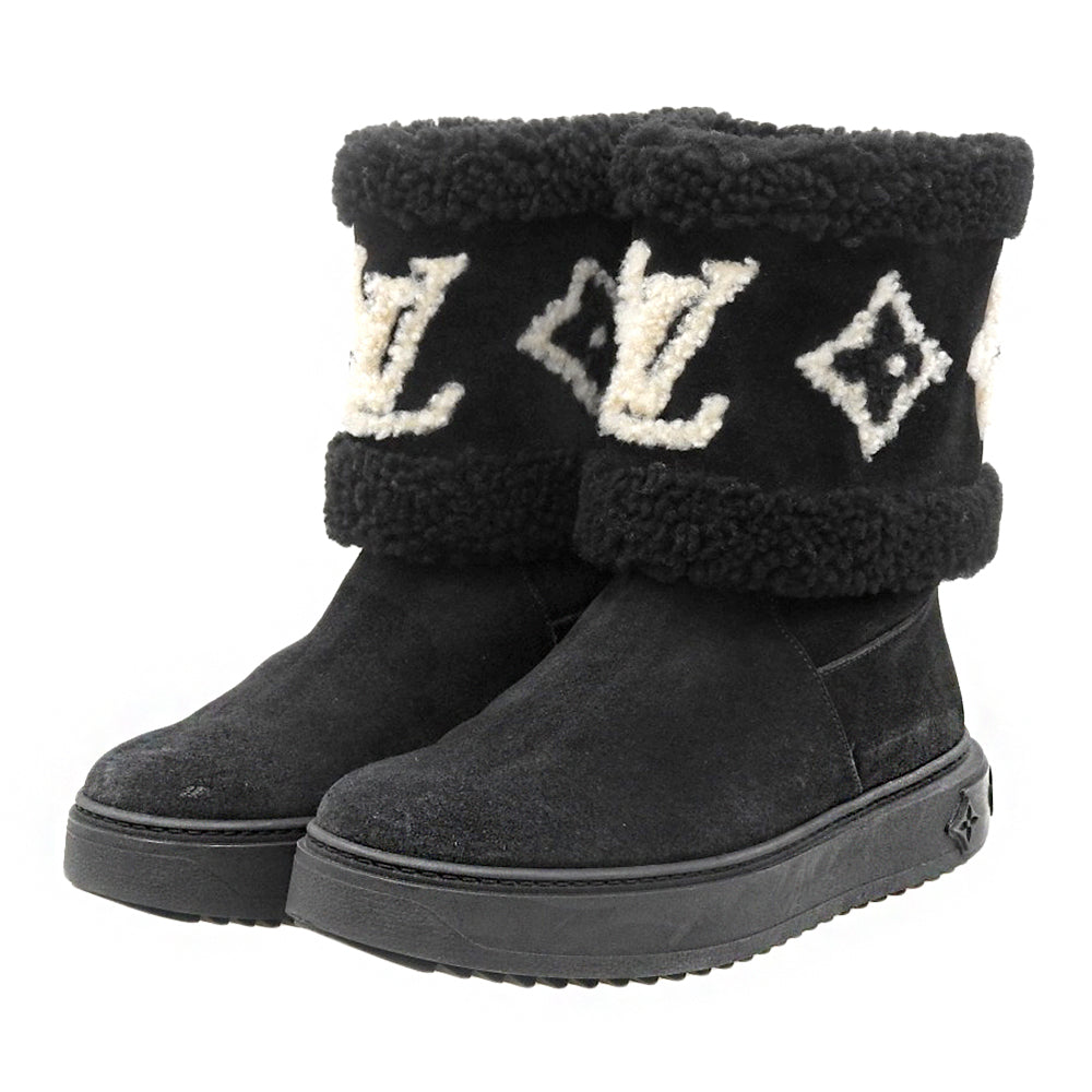 LOUIS VUITTON ルイヴィトン スノードロップ ライン アンクルブーツ シューズ レディース ブラック 38 21年 シューズ