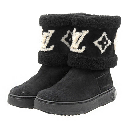 LOUIS VUITTON ルイヴィトン スノードロップ ライン アンクルブーツ シューズ レディース ブラック 38 21年 シューズ