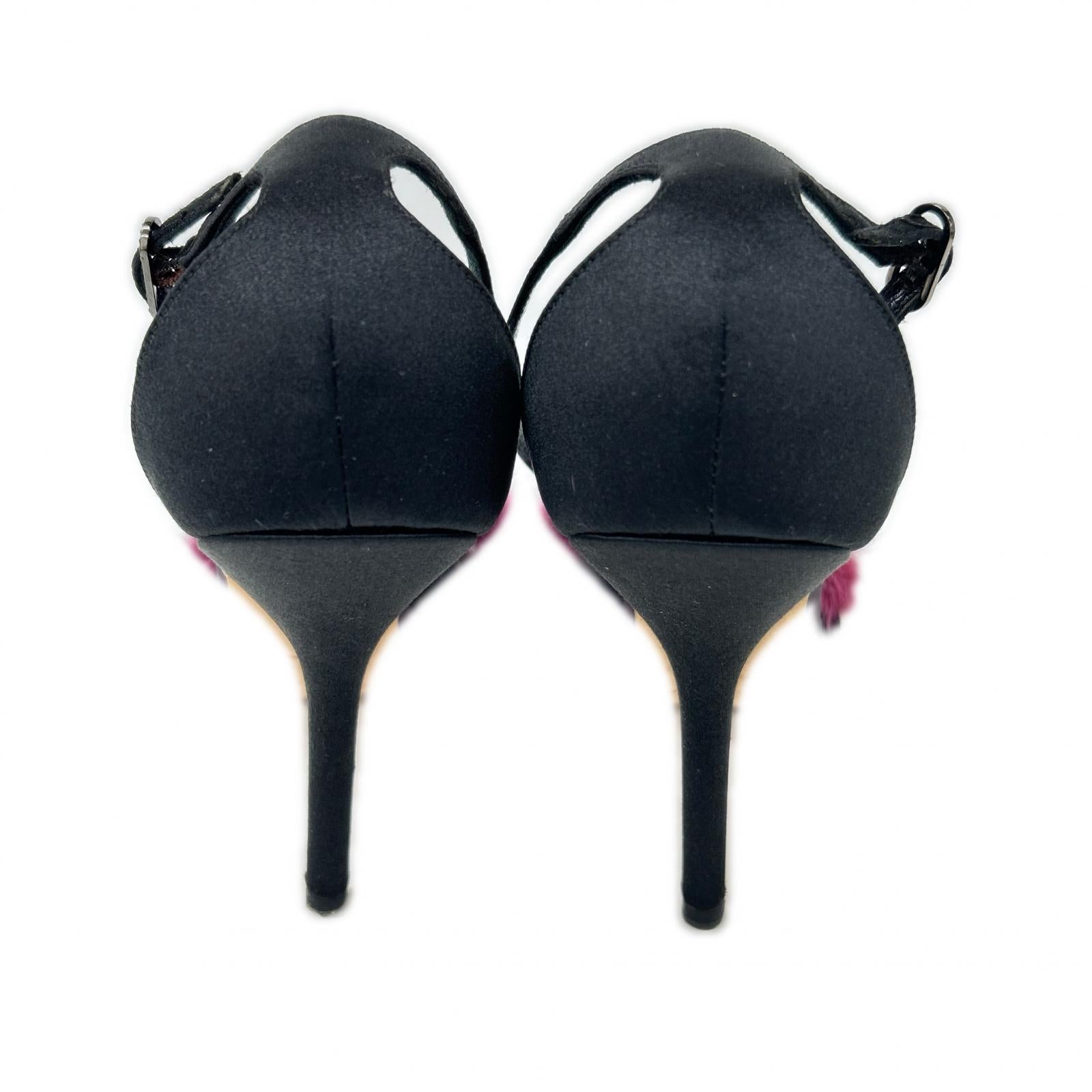 RENE CAOVILLA レネカオヴィラ 【美品】ファー付 アンクルストラップ ヒールサンダル シューズ