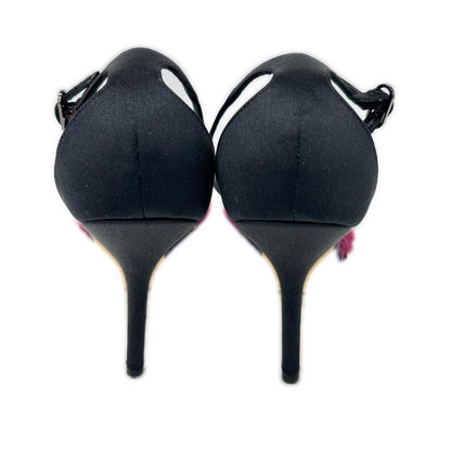 RENE CAOVILLA レネカオヴィラ 【美品】ファー付 アンクルストラップ ヒールサンダル シューズ