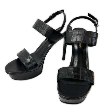 SAINT LAURENT PARIS サンローランパリ 【新品同様】375494 クロコ型押しレザー バックストラップ ヒールサンダル シューズ