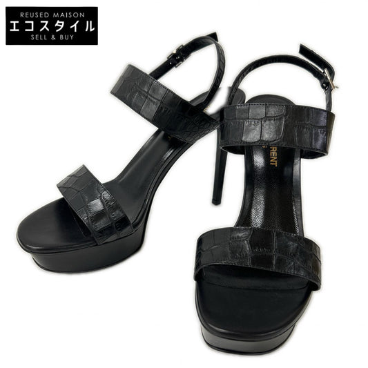 SAINT LAURENT PARIS サンローランパリ 【新品同様】375494 クロコ型押しレザー バックストラップ ヒールサンダル シューズ