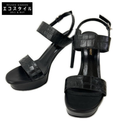 SAINT LAURENT PARIS サンローランパリ 【新品同様】375494 クロコ型押しレザー バックストラップ ヒールサンダル シューズ