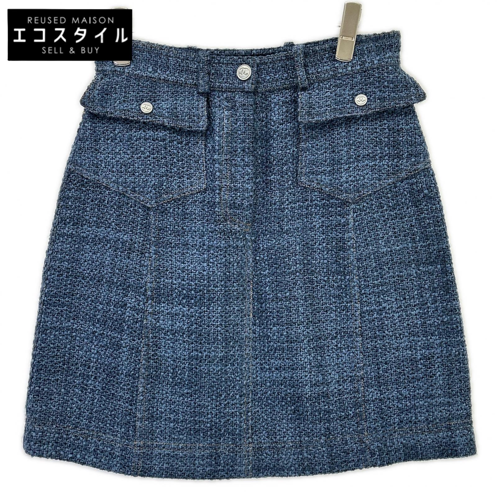 CHANEL シャネル P39404V28323 デニム調 ツイード スカート スカート