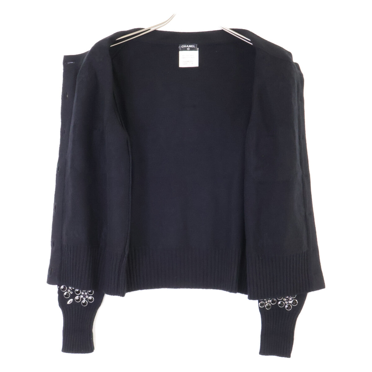 CHANEL シャネル 美品 P43019K04343 ビジュー装飾 CC釦 カシミヤ ニットカーディガン トップス