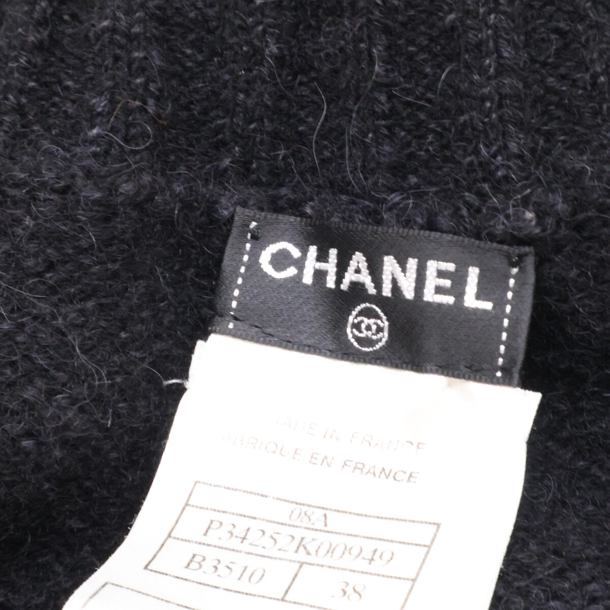 CHANEL シャネル 美品 国内正規 08A P34252K00949 CC釦 カシミヤ混 ニット切替 ワンピース