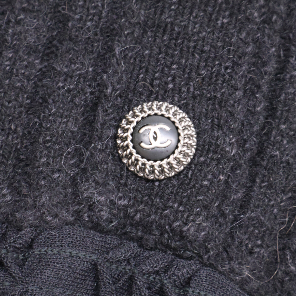CHANEL シャネル 美品 国内正規 08A P34252K00949 CC釦 カシミヤ混 ニット切替 ワンピース