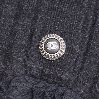 CHANEL シャネル 美品 国内正規 08A P34252K00949 CC釦 カシミヤ混 ニット切替 ワンピース