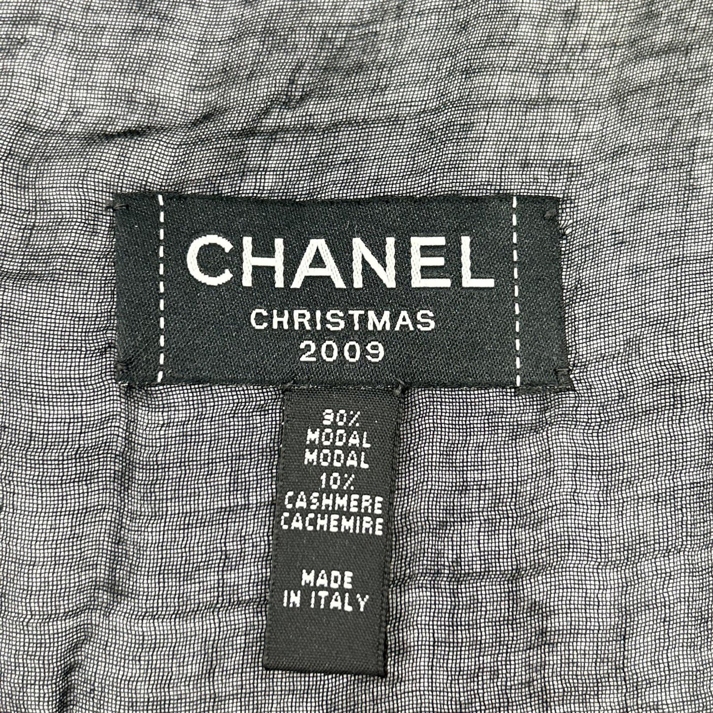 CHANEL シャネル 2009 クリスマス ココマーク刺繍 カシミヤ混 ストール ストール