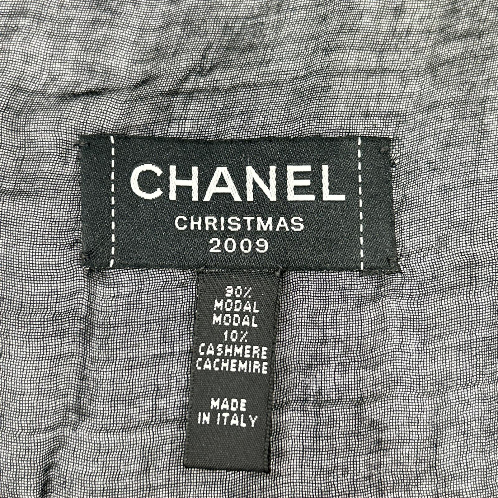 CHANEL シャネル 2009 クリスマス ココマーク刺繍 カシミヤ混 ストール ストール