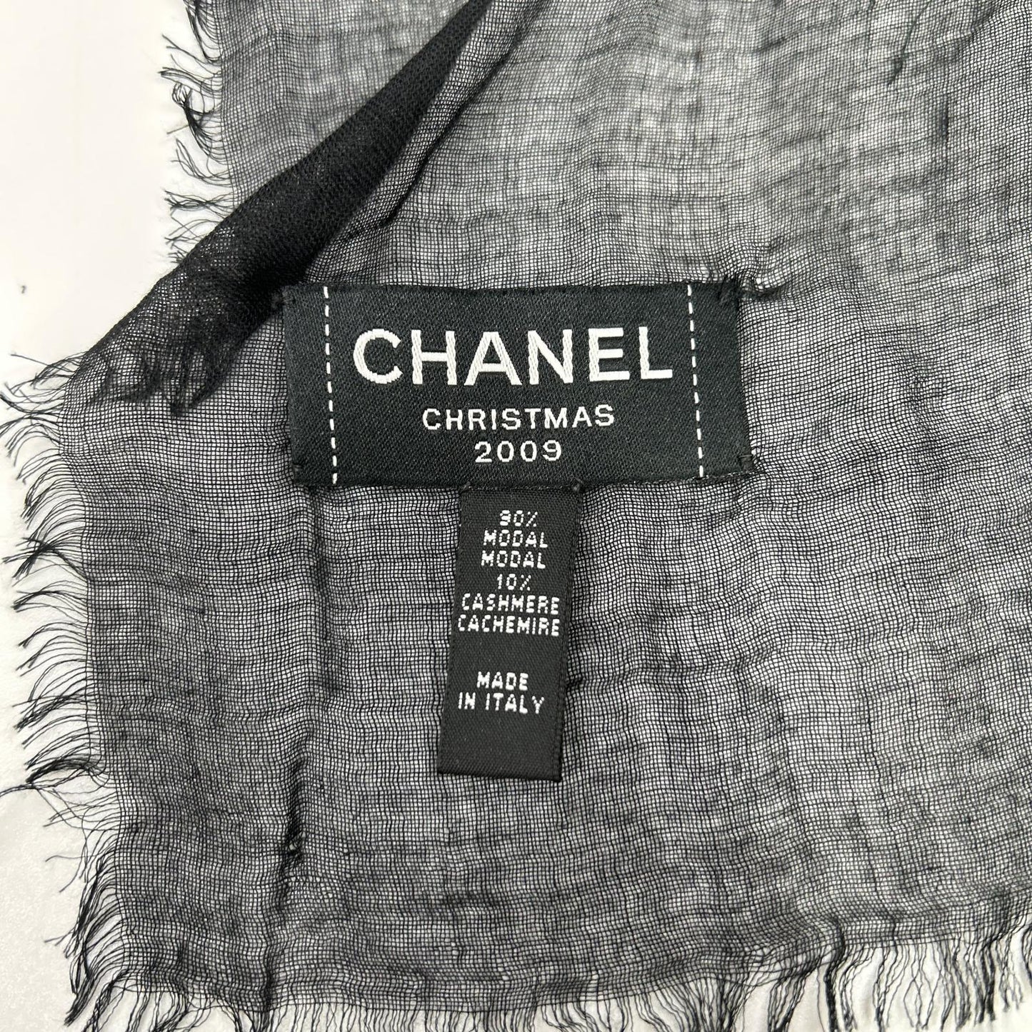 CHANEL シャネル 2009 クリスマス ココマーク刺繍 カシミヤ混 ストール ストール