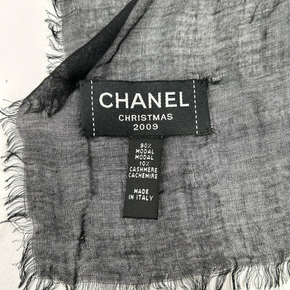 CHANEL シャネル 2009 クリスマス ココマーク刺繍 カシミヤ混 ストール ストール