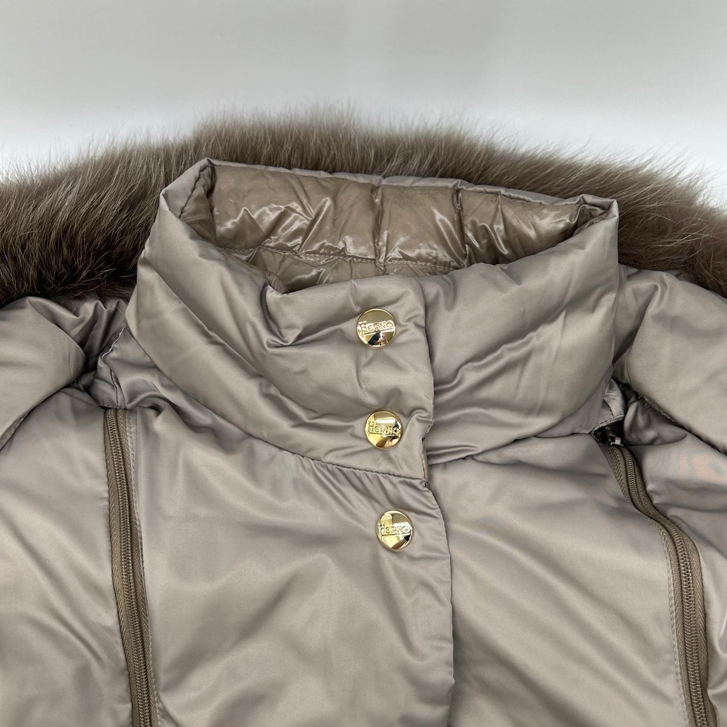 HERNO ヘルノ PI0497D POLAR TECH ファー付 レイヤード ダウンコート コート