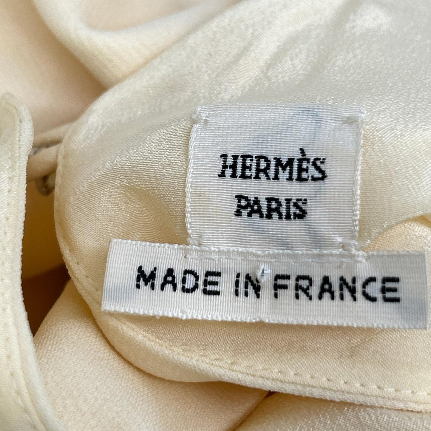 HERMES エルメス ルメール期 オフホワイト シルク ノースリーブ ワンピース ワンピース